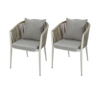 AXI Faye Ensemble de 2 Chaises de Jardin, Beige | Aluminium/Polyester et Cussins d'Assise en Oléfine | Supporte jusqu'à 120 kg