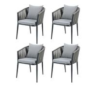 AXI Faye Ensemble de 4 Chaises de Jardin, Anthracite | Aluminium/Polyester et Cussins d'Assise en Oléfine | Supporte jusqu'à 120 kg