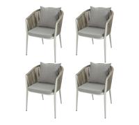 AXI Faye Ensemble de 4 Chaises de Jardin, Beige | Aluminium/Polyester et Cussins d'Assise en Oléfine | Supporte jusqu'à 120 kg