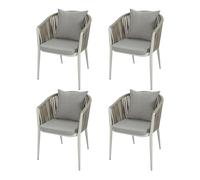 AXI Faye Ensemble de 4 Chaises de Jardin, Beige | Aluminium/Polyester et Cussins d'Assise en Oléfine | Supporte jusqu'à 120 kg