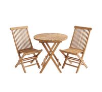 AXI Gia/Mina Ensemble de bistrot 3 pièces en teck - Rond | 1 Table de Jardin et 2 chaises pliantes Mina - 60 cm | Meubles de jardin en bois pour balcon, terrasse et extérieur