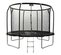 AXI Houston Trampoline Rond - Filet Ø 305 cm en Noir | Trampoline Hors Sol - 10 ft - pour Enfants - Avec Bordure, Echelle et Filet de Sécurité | Pour le Jardin / l'Extérieur | Surface de Saut : 261 cm