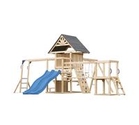 AXI Hunter Aire de Jeux en Bois, 2 Balançoires, Toboggan Double, Bleu | Maisonnette XXL / Equipement de Jeux pour Enfants avec Structure d'Escalade, Pont Suspendu et Trapèze | Pour le jardin