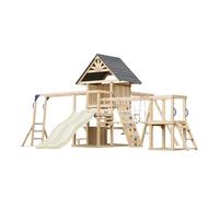 AXI Hunter Aire de Jeux en Bois, 2 Balançoires, Toboggan Double, Crème | Maisonnette XXL / Equipement de Jeux pour Enfants avec Structure d'Escalade, Pont Suspendu et Trapèze | Pour le jardin
