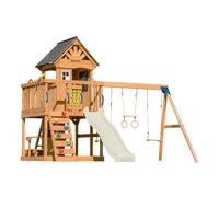 Axi Jack Aire De Jeux En Bois Avec 2 Balançoires, Toboggan Crème / Extérieur, Bac À Sable, Trapèze/Mur D'Escalade | Portique