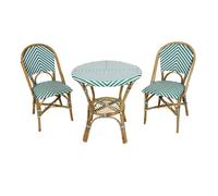 AXI Jacqueline Table et Chaise Bistrot, Vert/Blanc, 2 Chaises 1 Table, Ensemble Bistro Extérieur | Table de bistro avec 2 chaises,