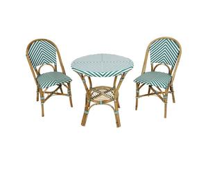 AXI Jacqueline Table et Chaise Bistrot, Vert/Blanc, 2 Chaises 1 Table, Ensemble Bistro Extérieur | Table de bistro avec 2 chaises,