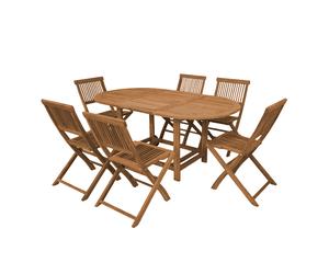 Axi Jadi Ensemble De Jardin - Table Ovale Et 6 Chaises Pliables En Bois De Teck | Mobilier De Jardin Pour 6 Personnes | Pour Extérieur - Table (L X L X H) : 180 X 100 X 77 Cm.