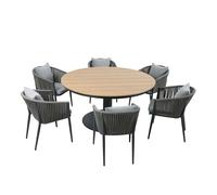AXI Jay/Faye Ensemble de jardin - pour 6 personnes - Anthracite | Salle à manger en aluminium avec plateau en Polywood | Table de jardin avec 6 chaises de jardin, coussins d'assise inclus