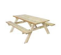 AXI | Julie Table de Pique Nique en Bois Classic 177 x 154 cm | Couleur Naturelle, Bois d'Epicéa | Table Picnic 6 personnes | Table de Pique Nique au