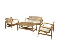 AXI June Salon de jardin avec 1 canapé, 2 fauteuils et une table de jardin | Canapé de Jardin 4 pièces en 100 % teck | Ensemble Table et Chaise de Jardin