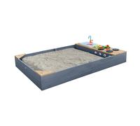 AXI Kelly bac à Sable en Bois avec Banc et Jeux de Cuisine avec évier | 180 x 115 cm | Bac à Sable pour Enfants en Gris Claire et Brun