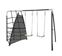 AXI Kit balançoire avec Cadre en métal Noir et crème | Kit balançoire avec Double balançoire et Filet d'escalade | Balançoire pour extérieur/Jardin