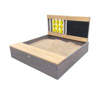 Axi Kitty Bac À Sable En Bois Avec Banc, Espace De Rangement, Jeux Du Morpion Bac À Sable En Anthracite Et Marron Avec Tapis De Sol Et Couvercle 100 X 100 Cm