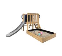 AXI Leah Aire de Jeux Mini en Bois avec Toboggan Gris / Extérieur, bac à sable, cuisine de jeu et tableau noir