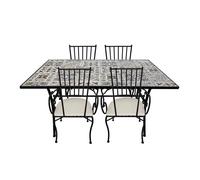 AXI Leonie Table et Chaise Bistrot, 4 Chaises 1 Table, Ensemble Bistro Extérieur, Mosaique Bleu Clair - Salon de Jardin Bistrot,