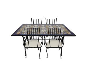 Axi Leonie Table Et Chaise Bistrot, 4 Chaises 1 Table, Ensemble Bistro Extérieur, Mosaique Bleu Mediterrannéen - Salon De Jardin Bistrot, Table Bistrot Pour Jardin/Balcon/Terrasse