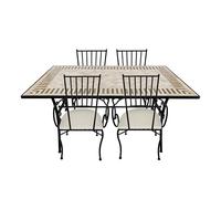 AXI Leonie Table et Chaise Bistrot, 4 Chaises 1 Table, Ensemble Extérieur Mosaïque Beige Toscane - Salon de Jardin