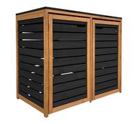 AXI Lex Cache Poubelle en Bois Noir/Marron - Abri poubelle pour 2 conteneurs - Max. 240L - Abri Poubelle Extérieur avec Excellente Ventilation