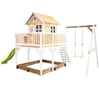 AXI Liam Maison Enfant avec Bac à Sable, Balançoire & Toboggan Vert clair | Aire de Jeux pour l'extérieur en marron & blanc