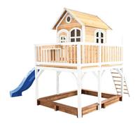 AXI Liam Maison Enfant avec Bac à Sable & Toboggan Bleu | Aire de Jeux pour l'extérieur en marron & Blanc | Maisonnette / Cabane de Jeu en Bois