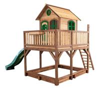 AXI Maisonnette de jeu Liam - Bac à sable & toboggan vert - Marron & vert - Bois FSC