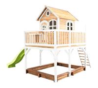 AXI Liam Maison Enfant avec Bac à Sable & Toboggan Vert clair | Aire de Jeux pour l'extérieur en marron & Blanc | Maisonnette / Cabane de Jeu en Bois