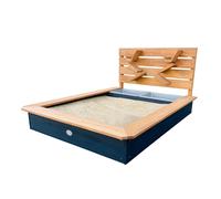 AXI Lina Bac à sable en bois, bac à sable avec bassin et paroi de jeu | Bac à sable avec paroi de jeu équipée d'entonnoirs et de tablettes | Livré