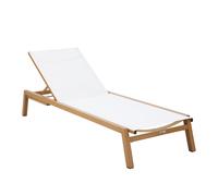 AXI Logan Bain de Soleil en aspect bois / crème | Transat Jardin avec structure en aluminium réglable en 5 positions | Chaise longue pour l'extérieur / le jardin