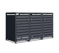 Axi Lucas Cache Poubelle Métallique Anthracite - Abri Poubelle Pour 3 Conteneurs - Max. 240l - Abri Poubelle Extérieur Avec Excellente Ventilation. Gris