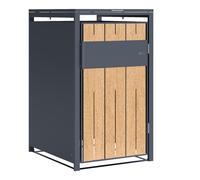 AXI Luke Cache Poubelle en Métal, Anthracite/Effet Bois - Abri poubelle pour 1 conteneur - Max. 240L - Abri Poubelle Extérieur avec Excellente Ventilation