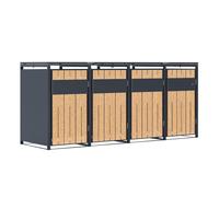AXI Luke Cache Poubelle en Métal, Anthracite/Effet Bois - Abri poubelle pour 4 conteneurs - Max. 240L - Abri Poubelle Extérieur avec Excellente Ventilation