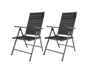 AXI Mack 2 Chaises de camping Anthracite/noir - 68 - 97 cm x 53 x 108 - 90 cm | Chaises jardin pliantes et compactes, 7 positions, avec Coussin | Cadre aluminium