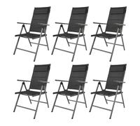 AXI Mack 6 Chaises de camping Anthracite/noir - 68 - 97 cm x 53 x 108 - 90 cm | Chaises jardin pliantes et compactes, 7 positions, avec Coussin | Cadre aluminium