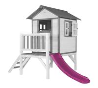 AXI Maison Enfant Beach Lodge XL Blanc avec Toboggan Violet | Maison de Jeux en Bois FFC pour Les Enfants | Maisonnette / Cabane en Bois