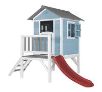 Axi Maison Enfant Beach Lodge Xl En Bleu Avec Toboggan En Rouge