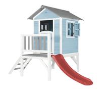 Axi Maison Enfant Beach Lodge Xl En Bleu Avec Toboggan En Rouge