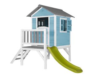 AXI Maison Enfant Beach Lodge XL en Bleu avec toboggan en Vert clair | Maison de Jeux en bois FFC pour les enfants | Maisonnette / Cabane de jeu pour le jardin