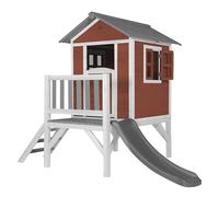 AXI Maison Enfant Beach Lodge XL en Rouge avec Toboggan en Gris | Maison de Jeux en Bois FFC pour Les Enfants | Maisonnette / Cabane de Jeu pour Le Jardin