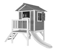 Axi Maison Enfant Beach Lodge Xl En Gris Avec Toboggan En Blanc