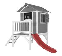 AXI Maison Enfant Beach Lodge XL en Gris avec Toboggan en Rouge | Maison de Jeux en Bois FFC pour Les Enfants | Maisonnette