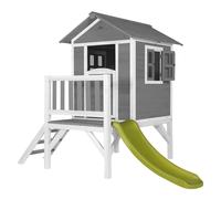 Axi Maison Enfant Beach Lodge Xl En Gris Avec Toboggan Vert Clair