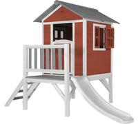 Axi Maisonnette Lodge Xl En Bois Rouge Toboggan Blanc