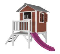 Axi Maison Enfant Beach Lodge Xl En Rouge Avec Toboggan Violet