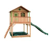 AXI Andy Maison Enfant avec Bac à Sable & Toboggan Vert | Aire de Jeux pour l'extérieur en marron & Vert | Maisonnette / Cabane de Jeu en Bois FSC