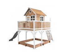 Maison Enfant Avec Bac À Sable & Toboggan Blanc Aire De Jeux Pour L'extérieur En Marron & Blanc Maisonnette / Cabane De Jeu En Bois Fsc - Axi Liam