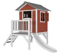 AXI Maisonnette Lodge XL en bois Rouge toboggan Blanc Marron G