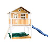 Axi Maisonnette Marc Brun Blanc Avec Toboggan Bleu Et Bac À Sable