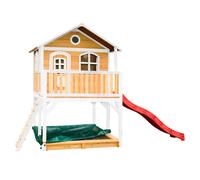 Axi Maisonnette Marc Brun Blanc Avec Toboggan Rouge Et Bac À Sable