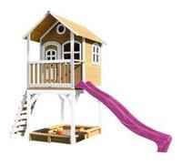 AXI Maisonnette SARAH Brun Blanc avec toboggan Rose et bac à sable Rose G